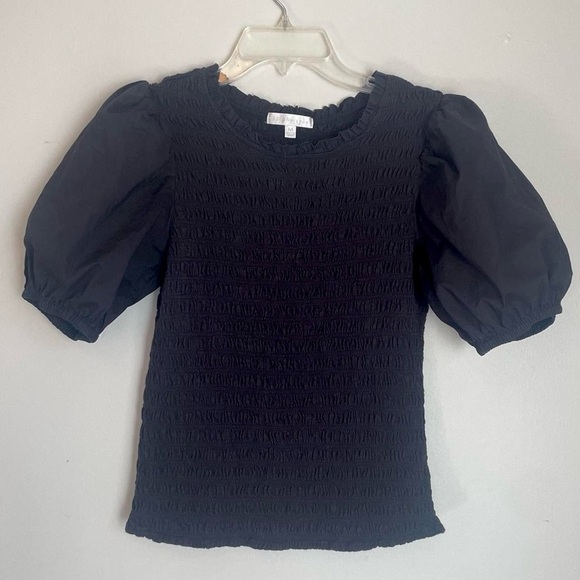 Design History Tops - Design History black smocked blouse with statement puff sleeves.